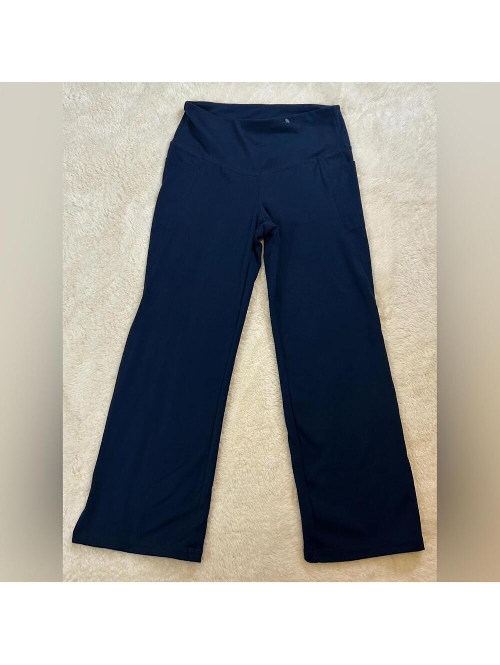 Jockey Women’s Blue Pants Stretch Straight Leg Pull On Casual Lounge Pants